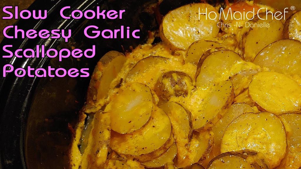 'Video thumbnail for Slow Cooker Cheesy Garlic Scalloped Potatoes | Dining In With Danielle'