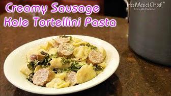 'Video thumbnail for Creamy Sausage Kale Tortellini Pasta | Dining In With Danielle'