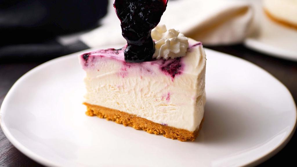 'Video thumbnail for No-Bake Blueberry Cheesecake with Blueberry Sauce'